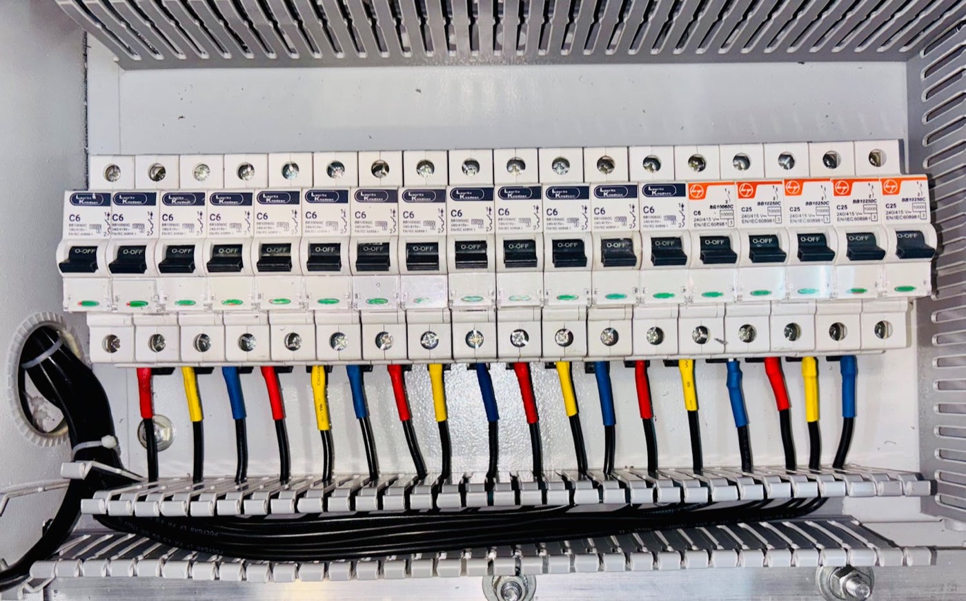 Strak afgewerkte moderne groepenkast met nette bedrading
